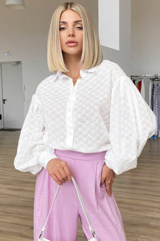 CWTSTL1598_SEE THROUGH LANTERN SLEEVE LONG SLEEVE SHIRT TOP