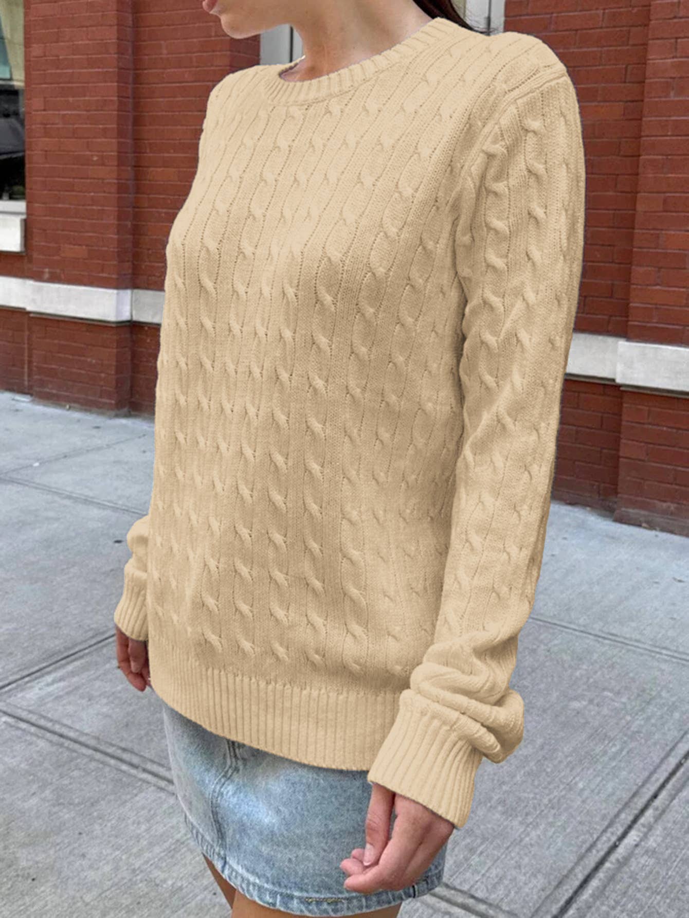 Casual solid-color long-sleeved base sweater