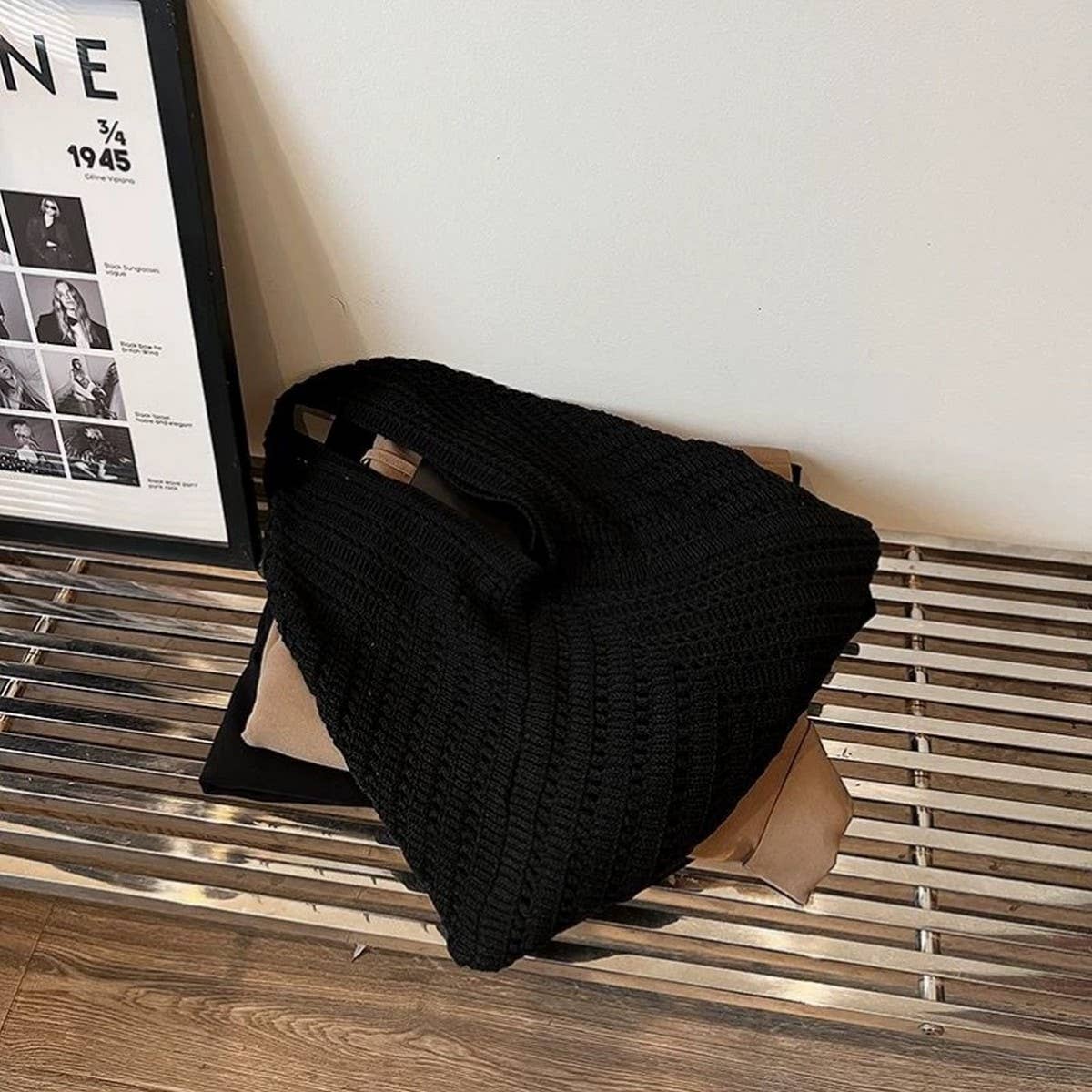 CUAB00628_2025 KOREAN CHIC CROCHET BEACH TOTE HANDMADE BAG