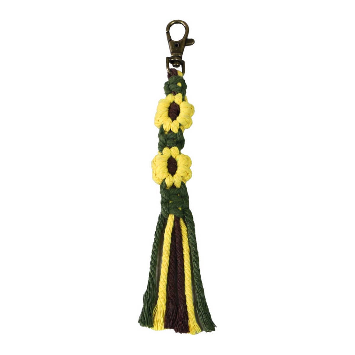 HANDMADE COTTON ROPE FLOWER WOVEN KEYCHAIN