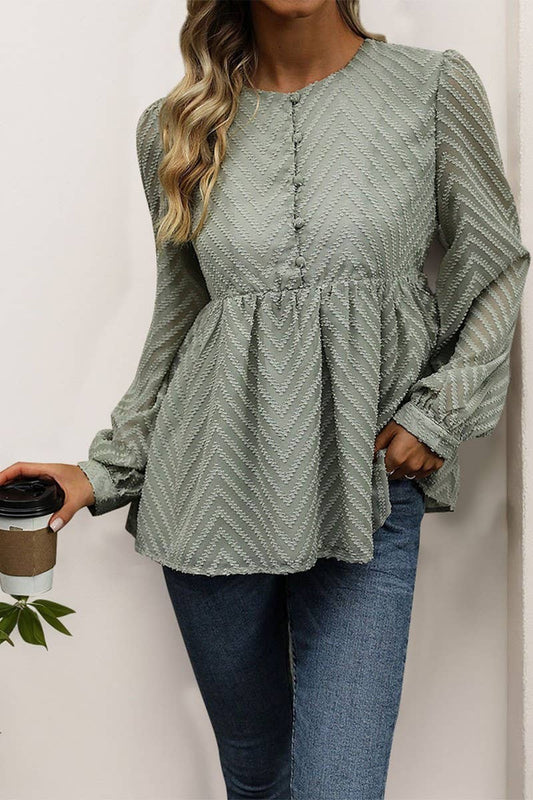 CWTBLL3655_AUTUMN SOLID COLOR LONG SLEEVE JACQUARD SHIRT