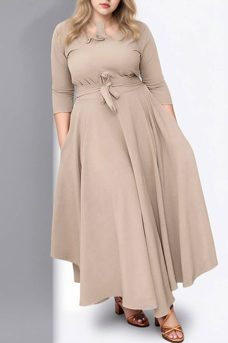 CWDMD01256_2024 PLUS SIZE WOMEN BELTED ELEGANT MAXI DRESS