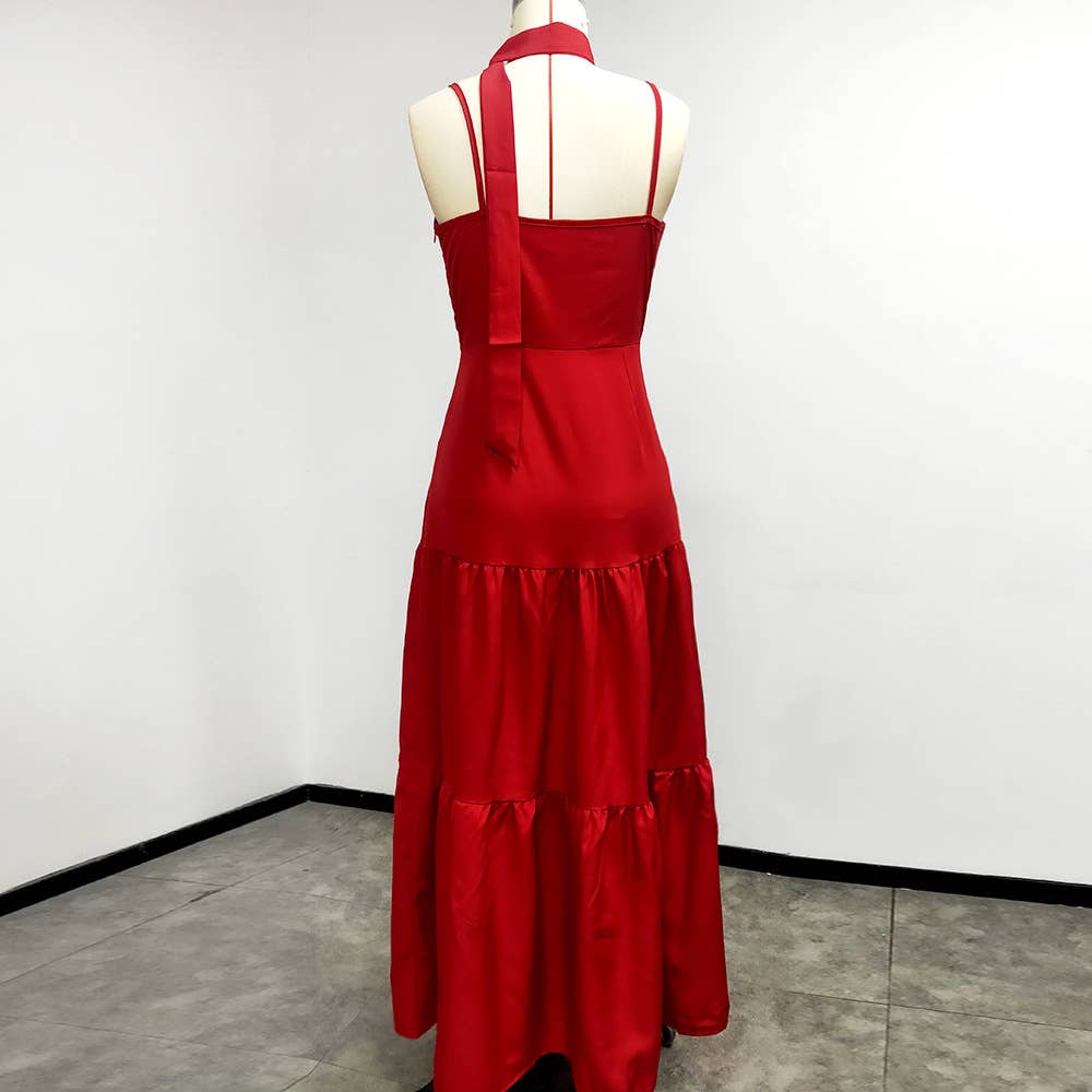 Fashionable and elegant halter long dress