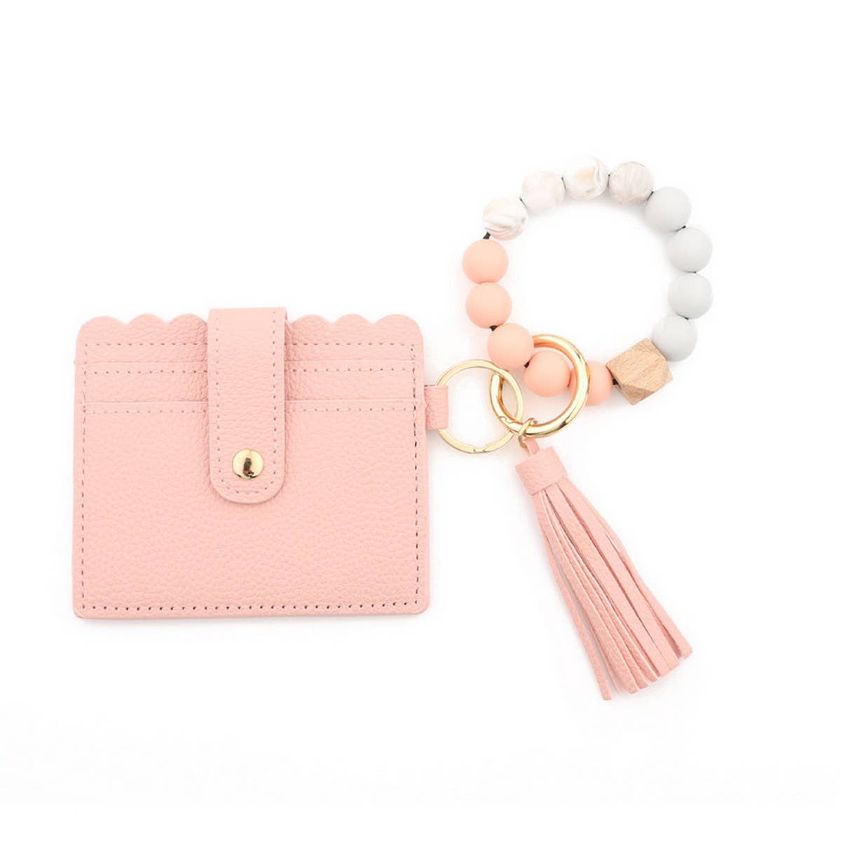 Leopard Print PU Wallet with Beaded Keychain_CWAB4931