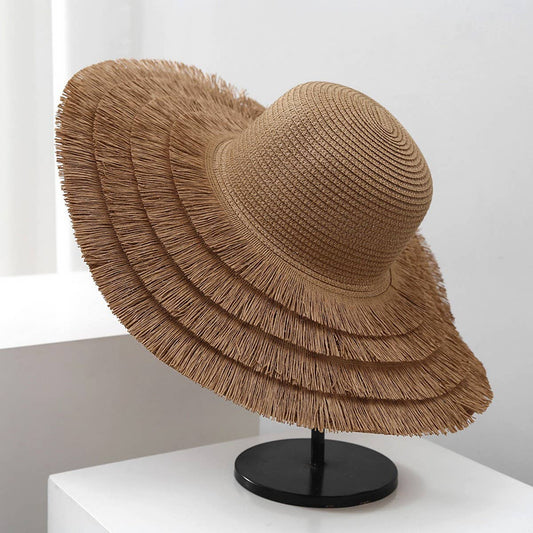 SUMMER TRAVEL STRAW HAT WOMEN'S LARGE BRIM CASUAL_CWAH1172