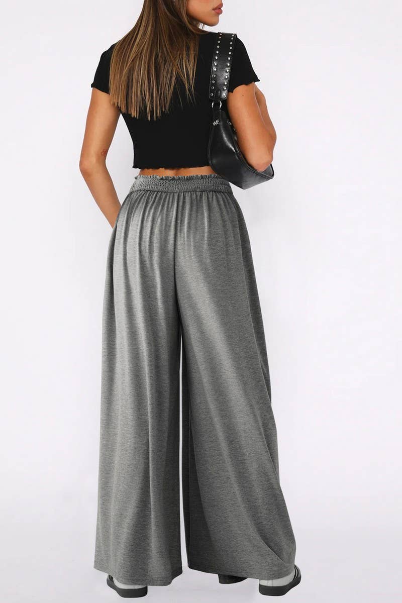 CWBLP1863_SOLID COLOR CASUAL HIGH WAIST WIDE LEG PANTS