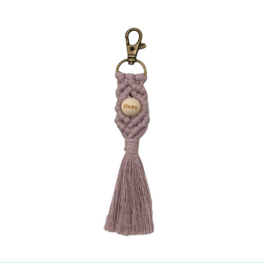 LETTER PENDANT COTTON ROPE BRAIDED KEYCHAIN