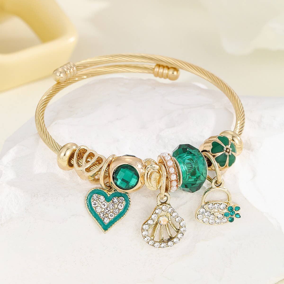 Gold Stainless Steel DIY Heart Charm Bracelet