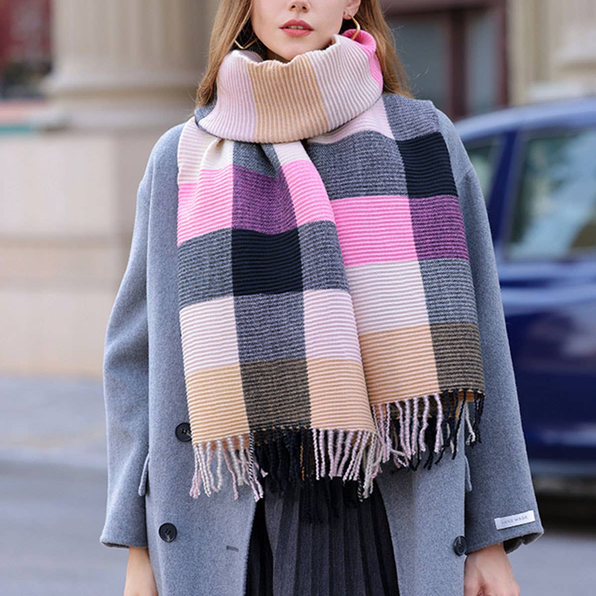 Crinkle Plaid Winter Scarf ? Unisex Soft Wrap