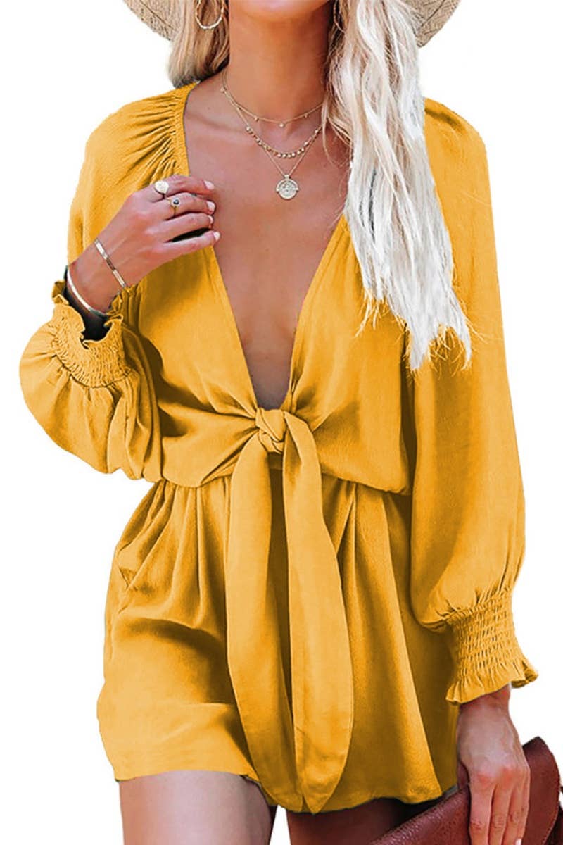 CWSJS1055_PULLOVER LONG SLEEVE SHORTS SHORT JUMPSUIT