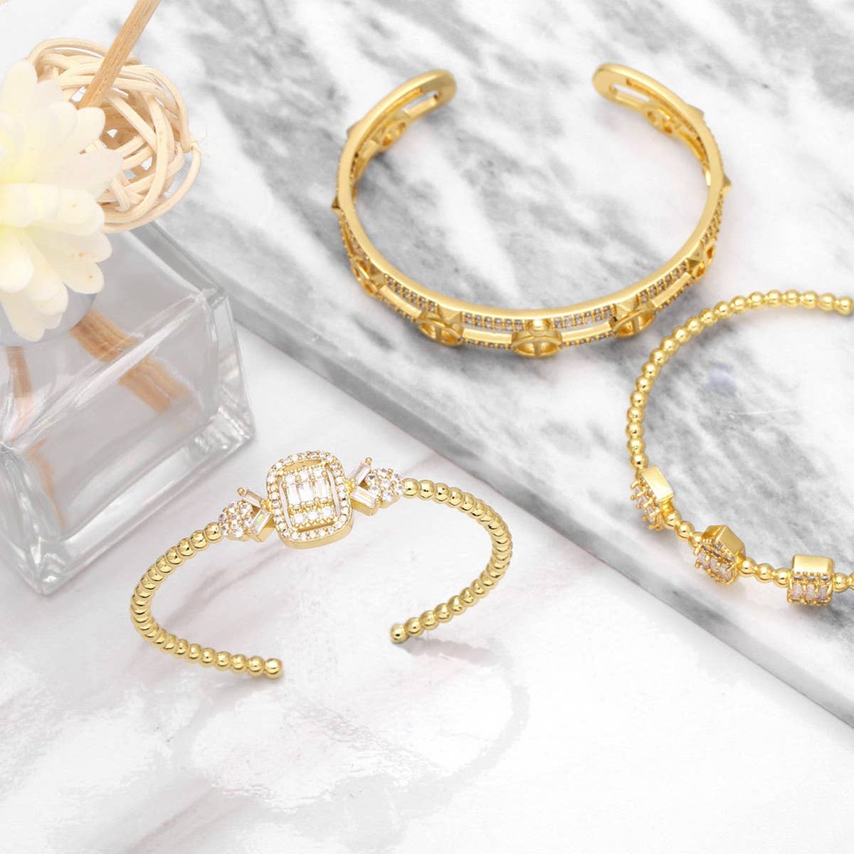 PERSONALIZED DIAMOND PLATED GOLD PLATED BRACELET_CWAJE0877