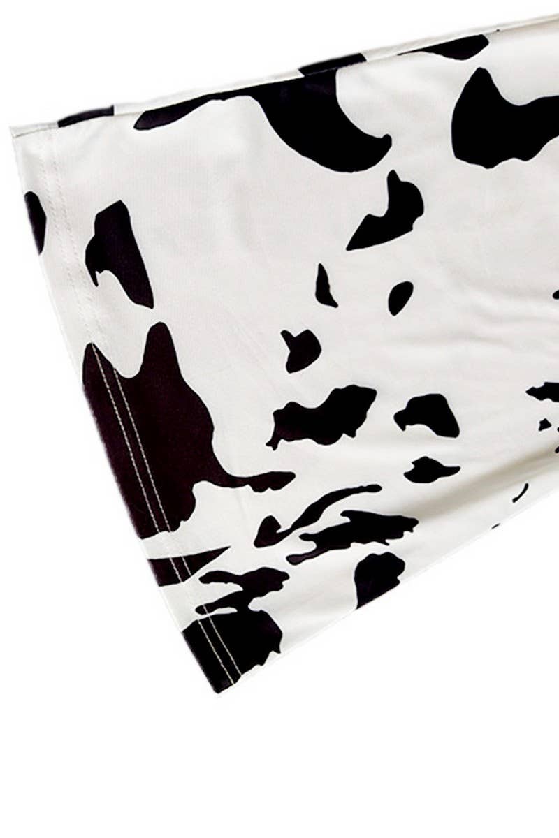 CWBLP1734_COW PRINT HIGH WAIST FLARED CASUAL TROUSERS