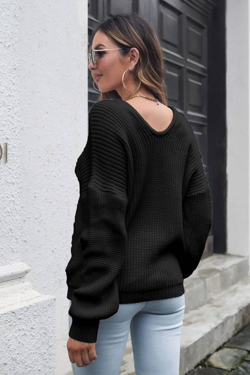CWOSWL6425_V-NECK SWEATER WITH LOOSE SHOULDERS LONG SLEEVES