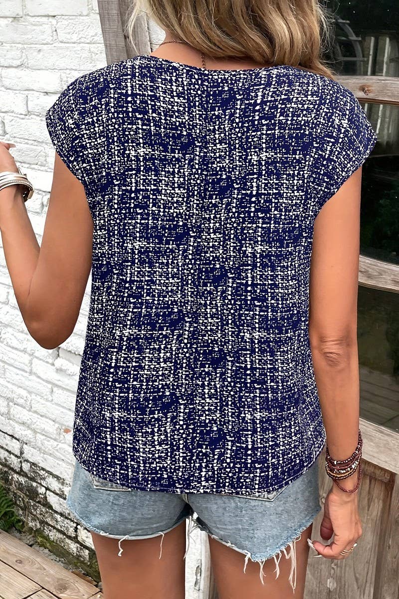 CWTBLS2018_WAFFLE KNIT 3/4 SLEEVE PULLOVER BLOUSE