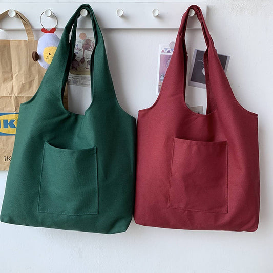 SOLID COLOR LITERARY BLANK HAND-PAINTED CANVASBAG_CWAB2131