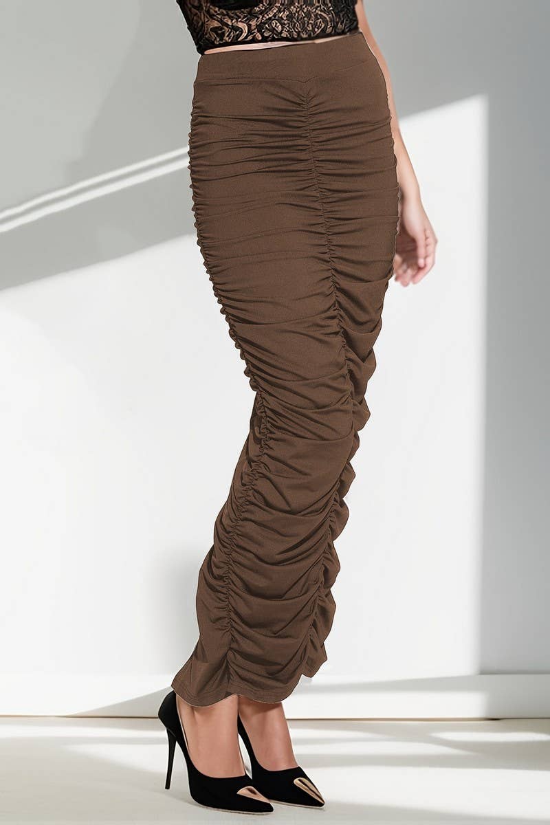 CWBLS0428_SPRING SUMMER HIGH-WAISTED RUCHED MIDI SKIRT