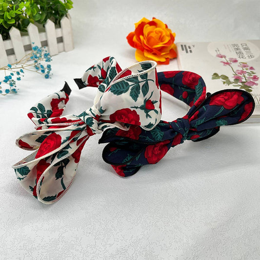 WOMEN WIDE-BRIMMED ROSE BOW HEADBAND