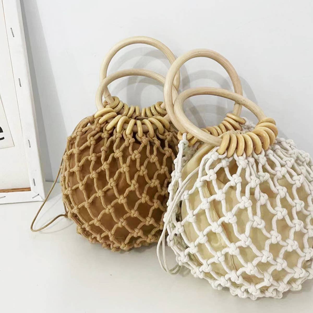 WOMEN  ROUND STRAW BAG RATTAN BEACH HANDBAG_CWAB0826