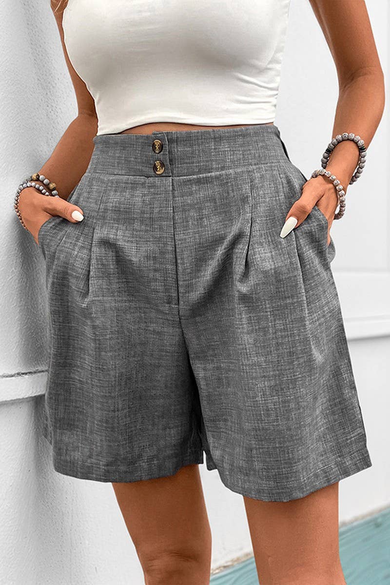 CWBSP0579_CASUAL SOLID COMMUTER WIDE LEG SHORTS
