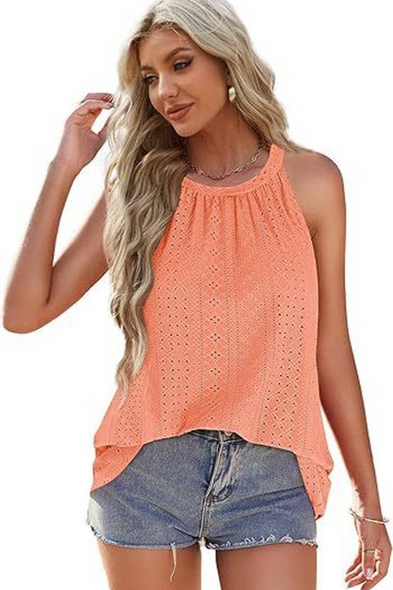 CWDHL0335_HALTERNECK SLEEVELESS SOLID COLOR TANK DRESS