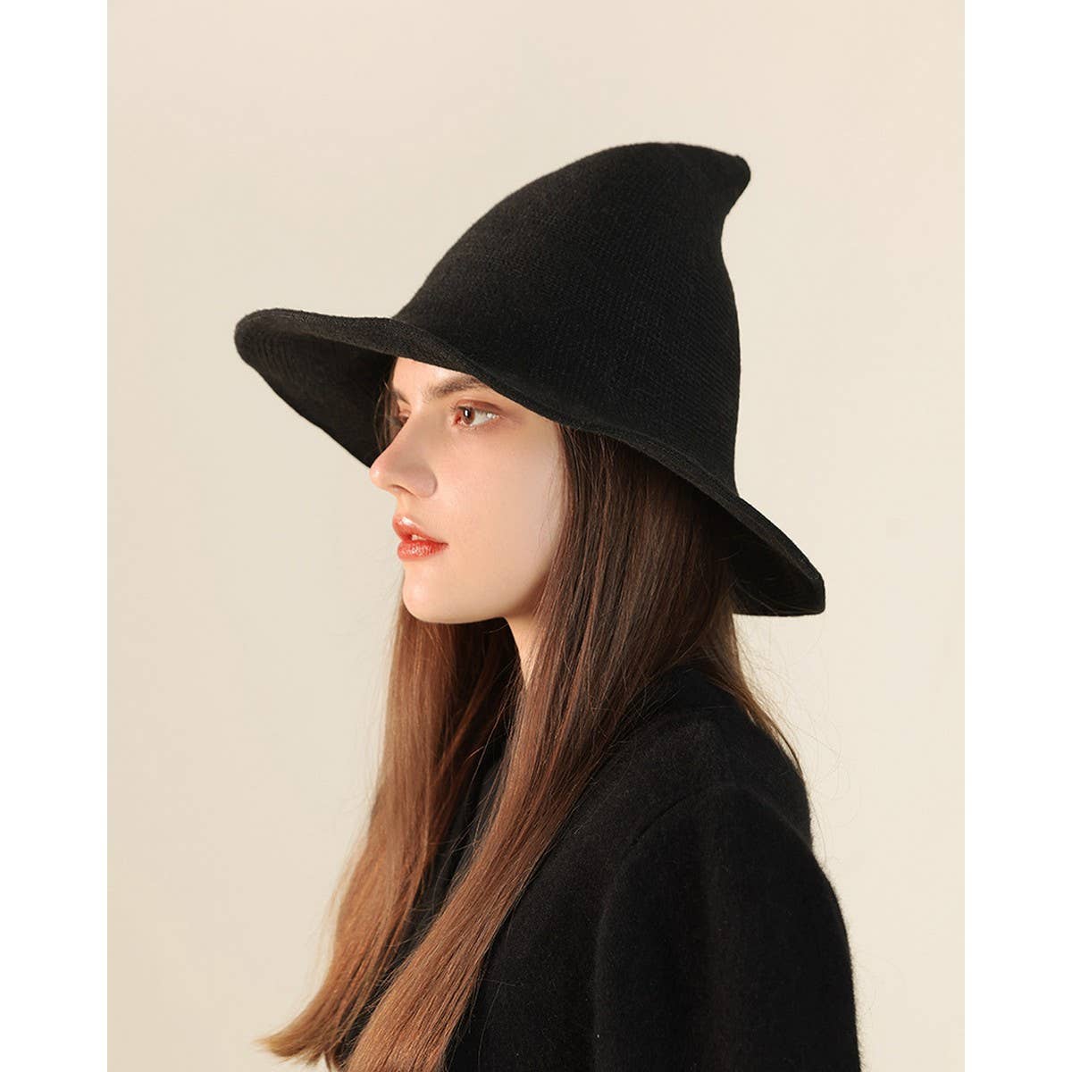 CWAH1676_Regular Foldable Knitted Halloween Witch Hat