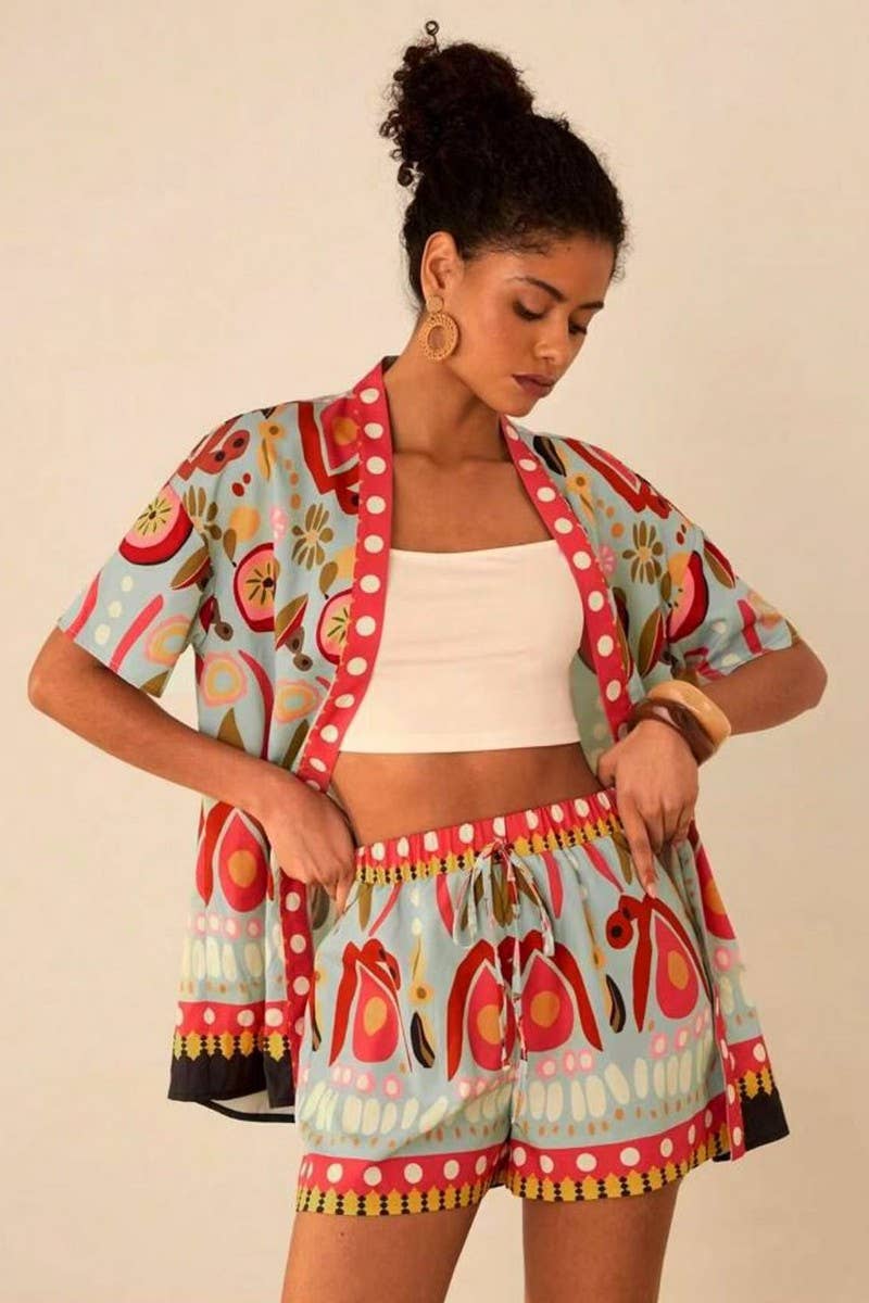 CWSTB2001_CASUAL FLORAL PRINT SHORT SLEEVE & SHORTS SET