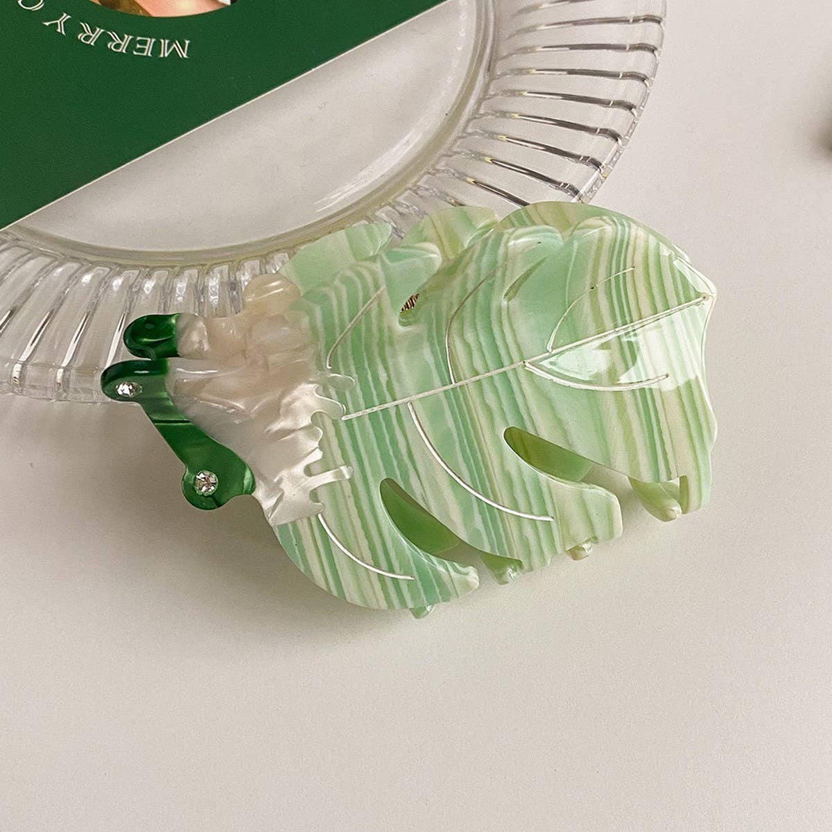 Cute Green Frog & Ginkgo Leaf Hair Clip