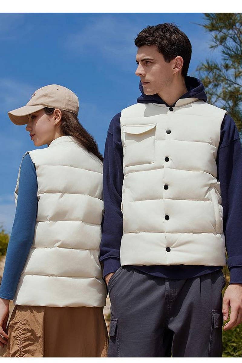 CWOV00103_SOLID COLOR CASUAL POCKET DOWN COTTON VEST