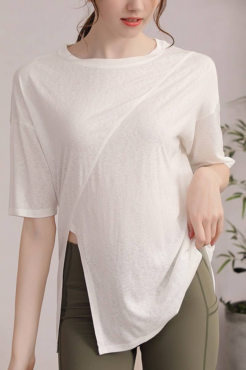 CWTSTS0393_ROUND NECK SHORT SLEEVE YOGA TOP