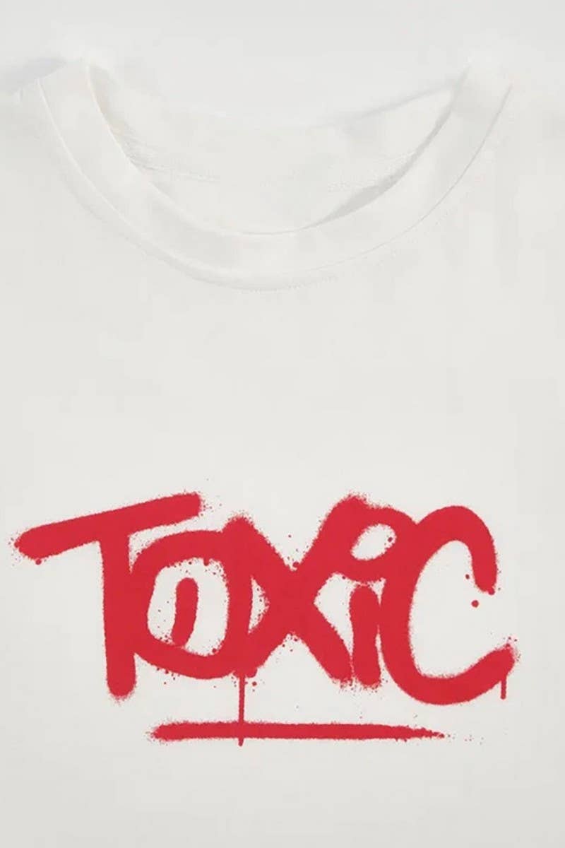 CWTBLL3455_ROUND NECK CONTRAST LETTERING LONG SLEEVE TOP