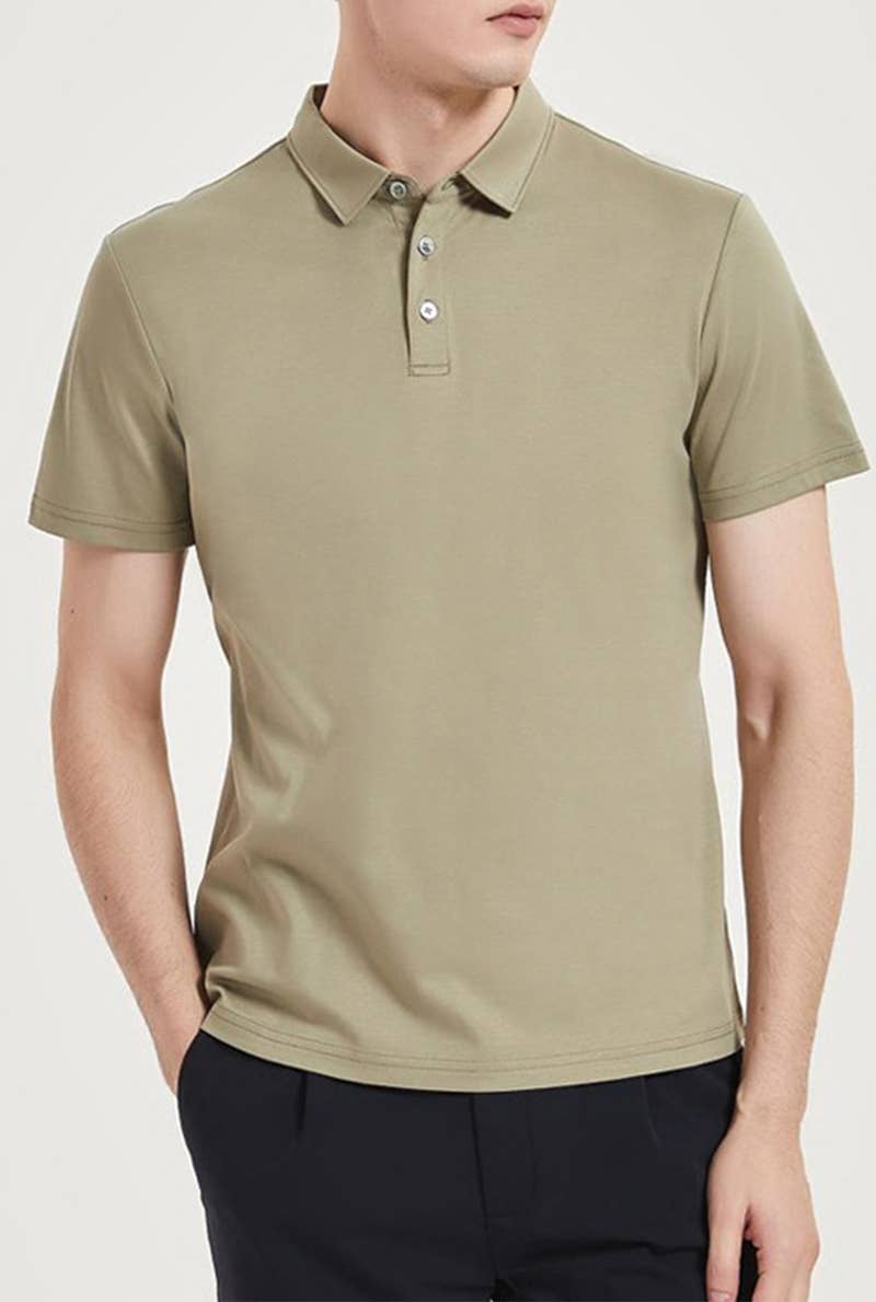 CWTBLS1788_SIMPLE SOLID COLOR ALL-MATCH MEN'S GPOLO SHIRT