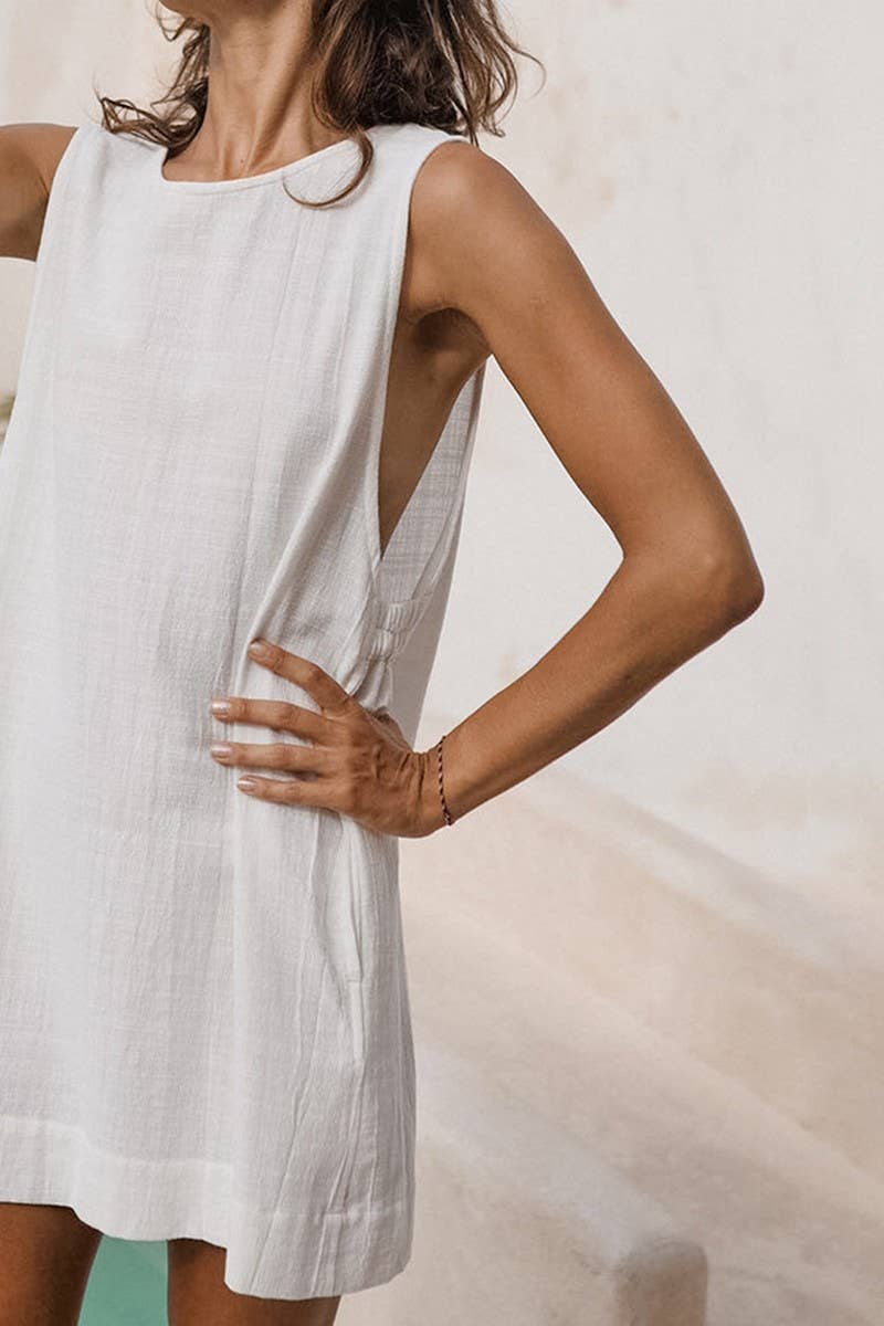 CWSPJ0344_LOOSE ROUND NECK SLEEVELESS HOME NIGHTDRESS