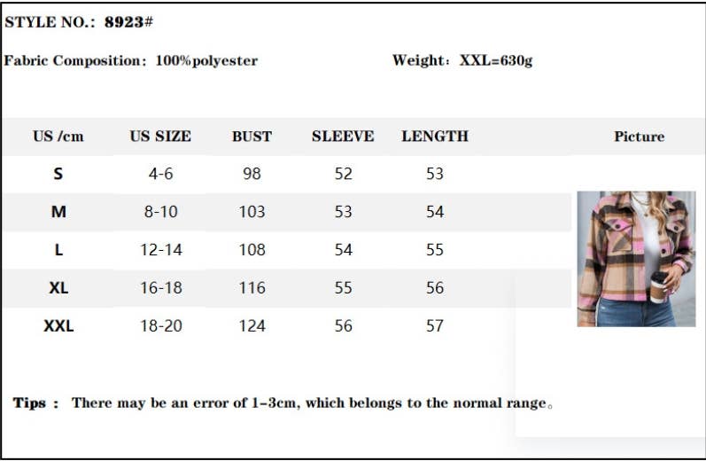 CWOCO1100_LAPEL LONG SLEEVE POCKET PLAID SHORT COAT