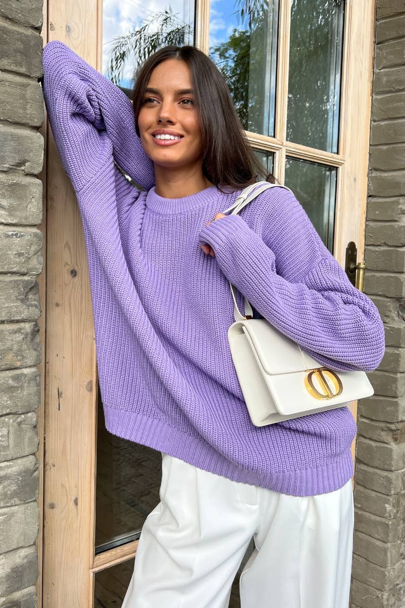 CWOSWL6640_WINTER KNIT CREW NECK LONG-SLEEVED SWEATER