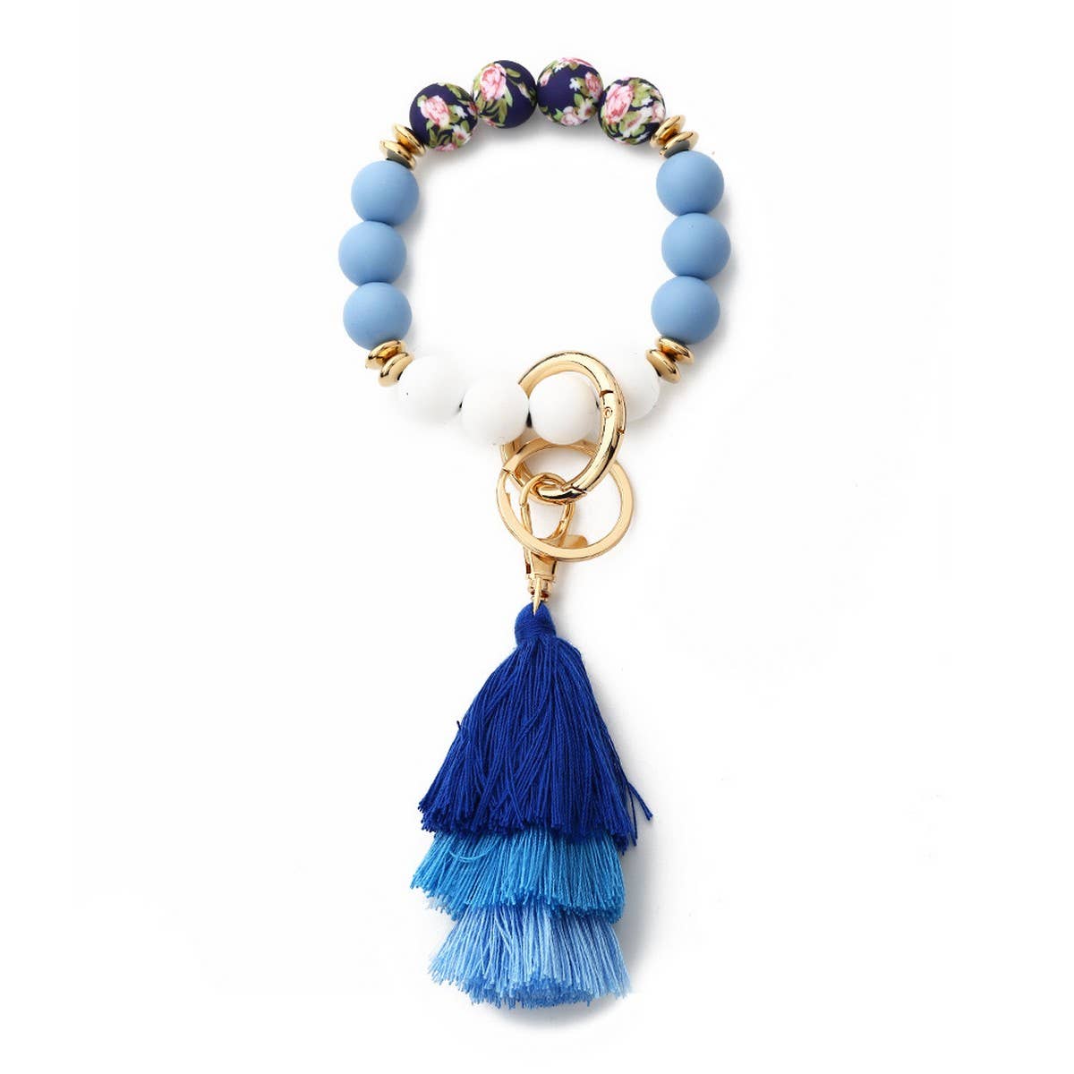Bohemian Tassel Silicone Bead Bracelet with Prints_CWAB5019