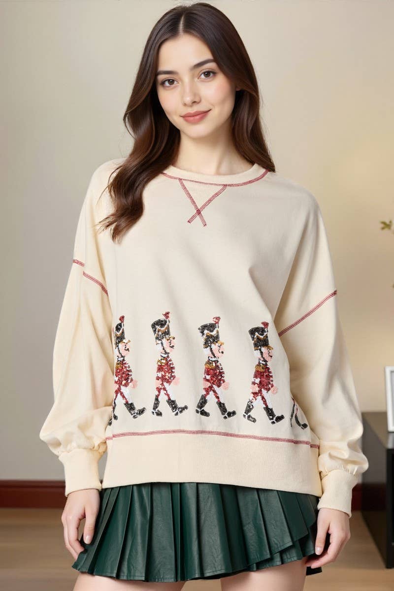 CWTBLL01244_SEQUIN NUTCRACKER SOLDIER CHRISTMAS SWEATSHIRT
