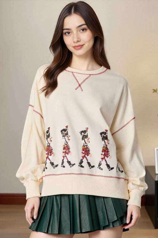 CWTBLL01244_SEQUIN NUTCRACKER SOLDIER CHRISTMAS SWEATSHIRT
