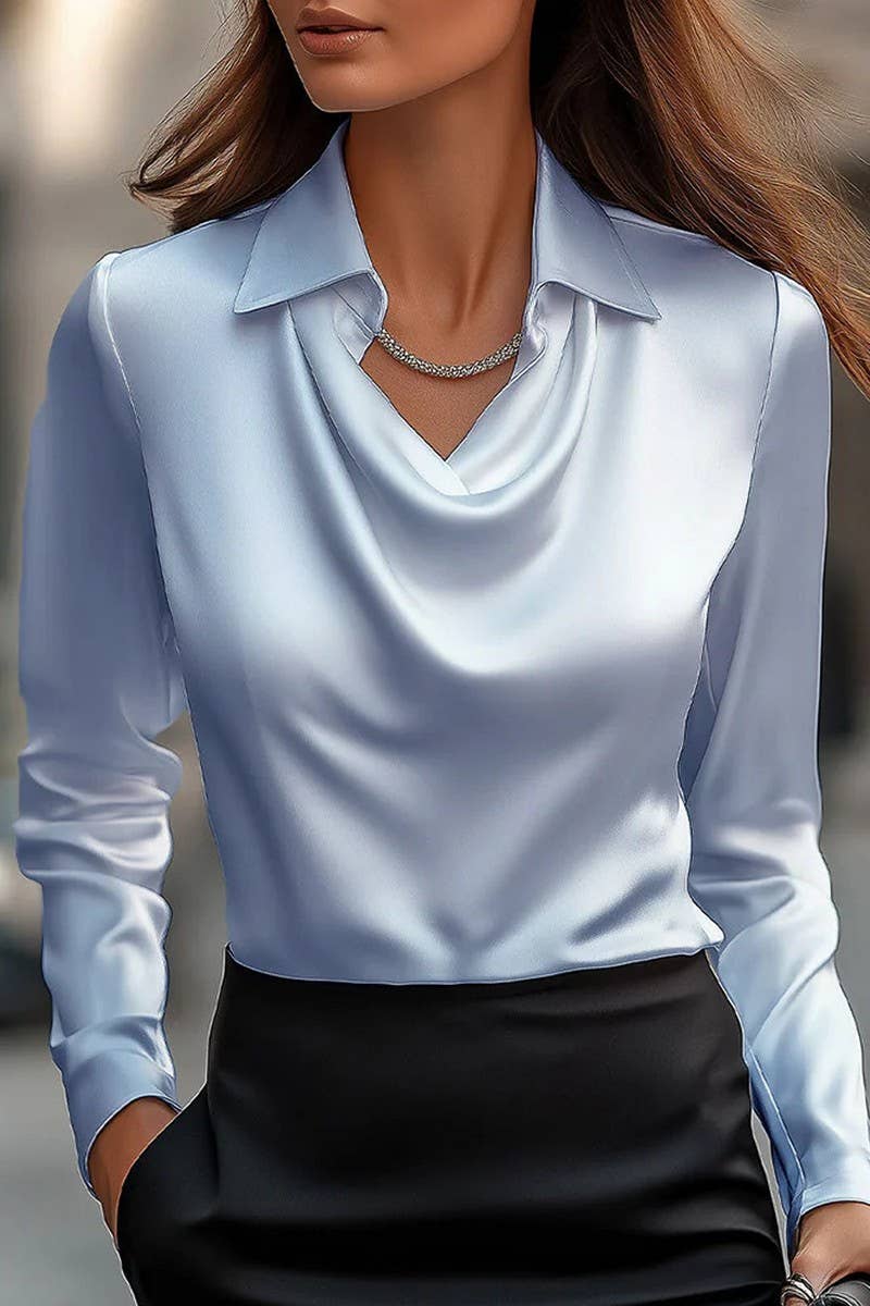 CWTBLL01202_2025 FALL WINTER DRAPED NECK LONG SLEEVE BLOUSE