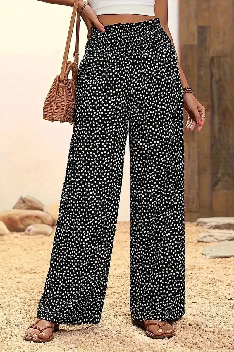 CWBLP2058_PRINTED LOOSE FIT ELASTIC WAIST CASUAL PANTS