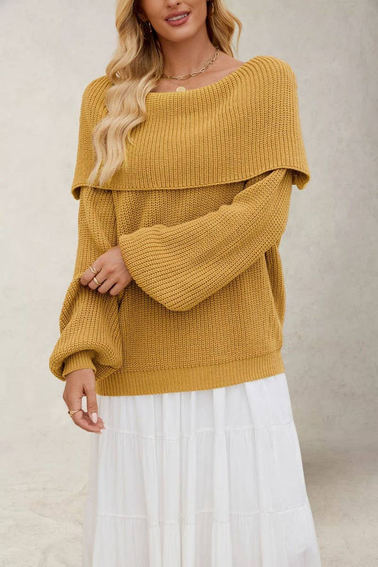CWOSWL7015_LOOSE KNITTED BOAT NECK PULLOVER SWEATER