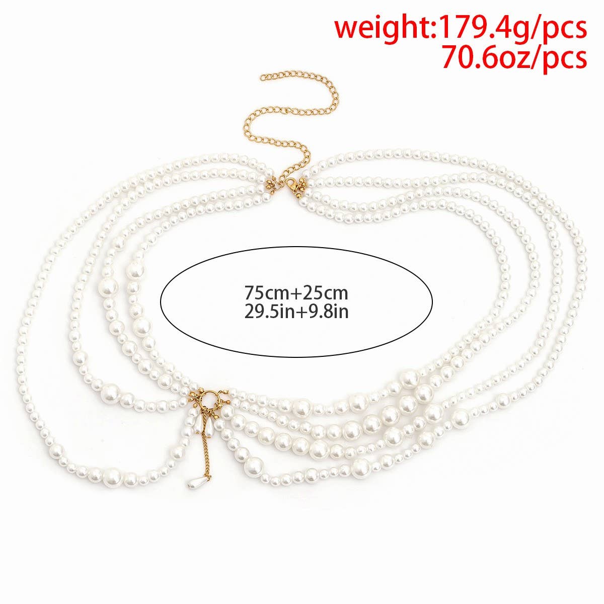 IMITATION PEARL HOLLOW TASSEL BODY CHAIN