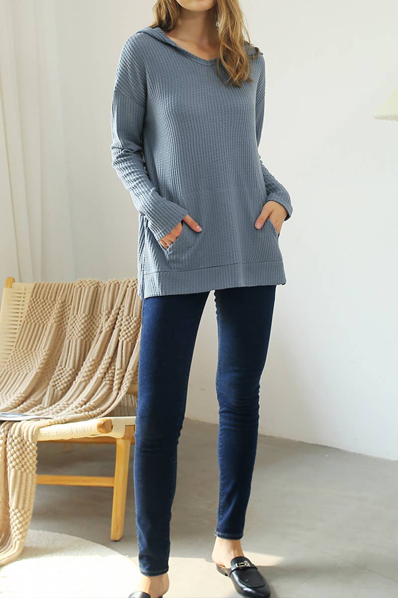 CWTTL1096_HOODIE AND POCKET PULLOVER V NECK SWEATER KNIT TO