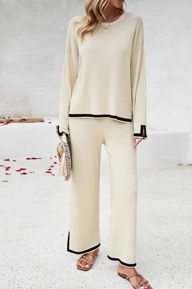 CWSTB0346_Round Neck Long Sleeve Sweater Pants Set