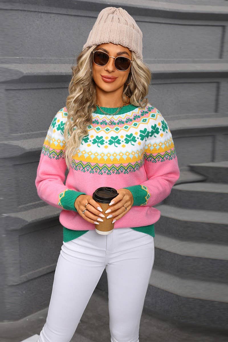 CWOSWL07574_PERSONALIZED JACQUARD CHRISTMAS PULLOVER SWEATER