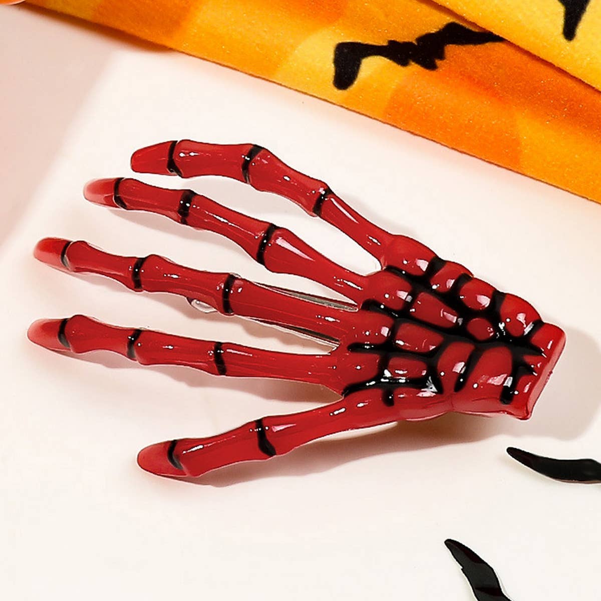 Halloween Skeleton Hand Hair Duckbill Clip_CWAHA1643
