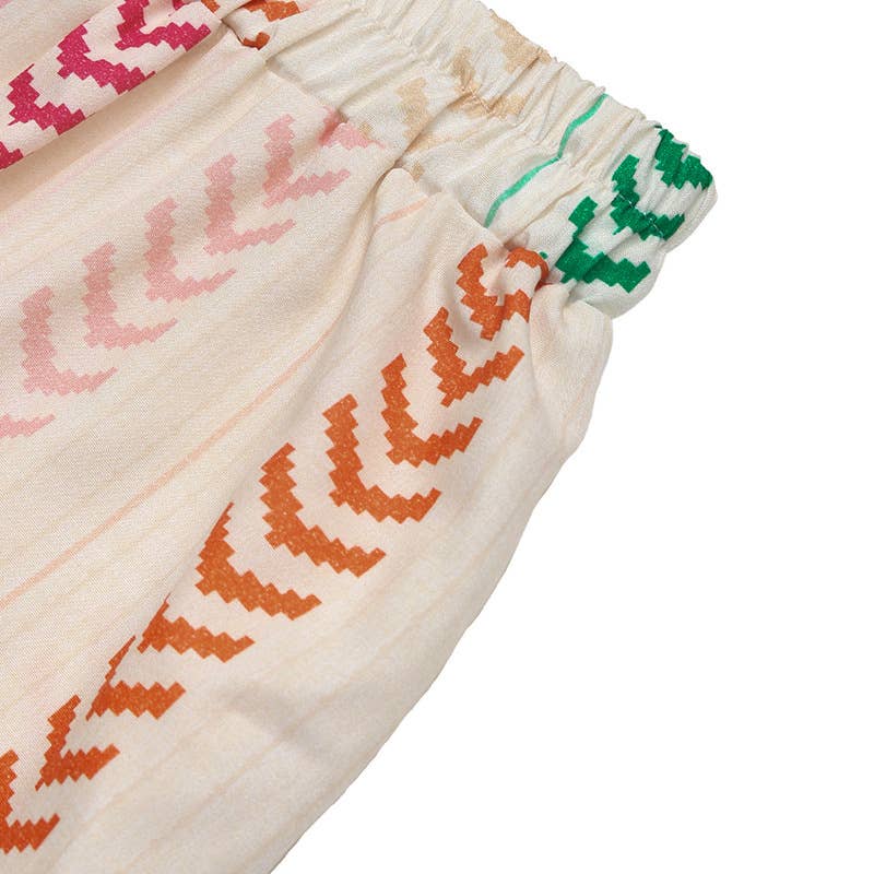 Boho Colorblock Printed Elastic Waist Skirt