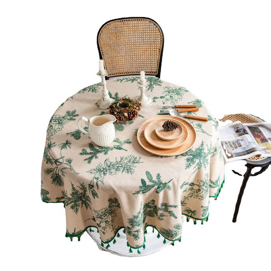 GREEN PINE BRANCH PRINTED DINING TABLE