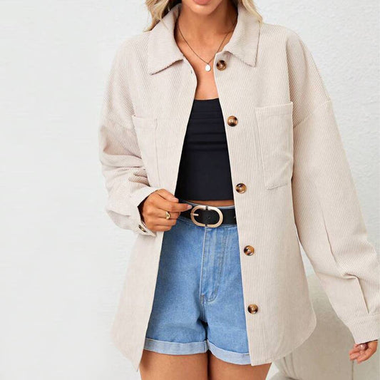 CASUAL FASHION LOOSE CORDUROY LONG SLEEVE JACKET