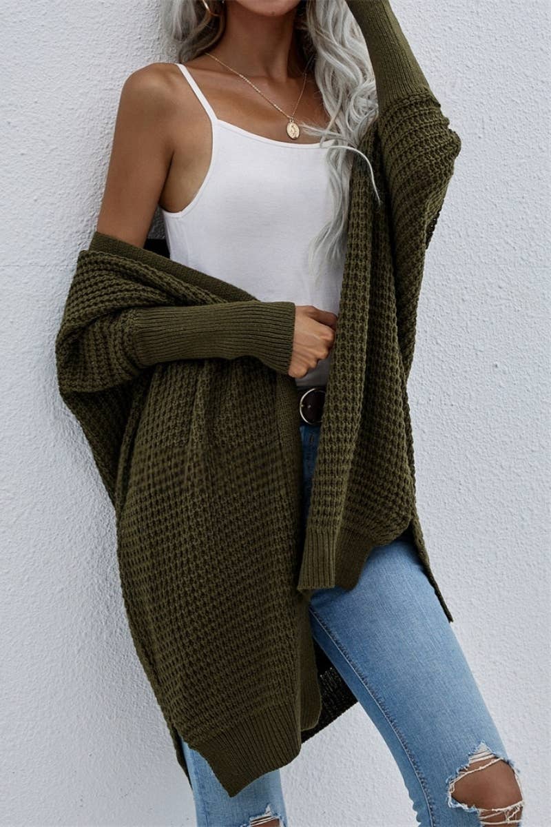 CWOCAL372 Oversized Open Front Casual Cardigan Sweater