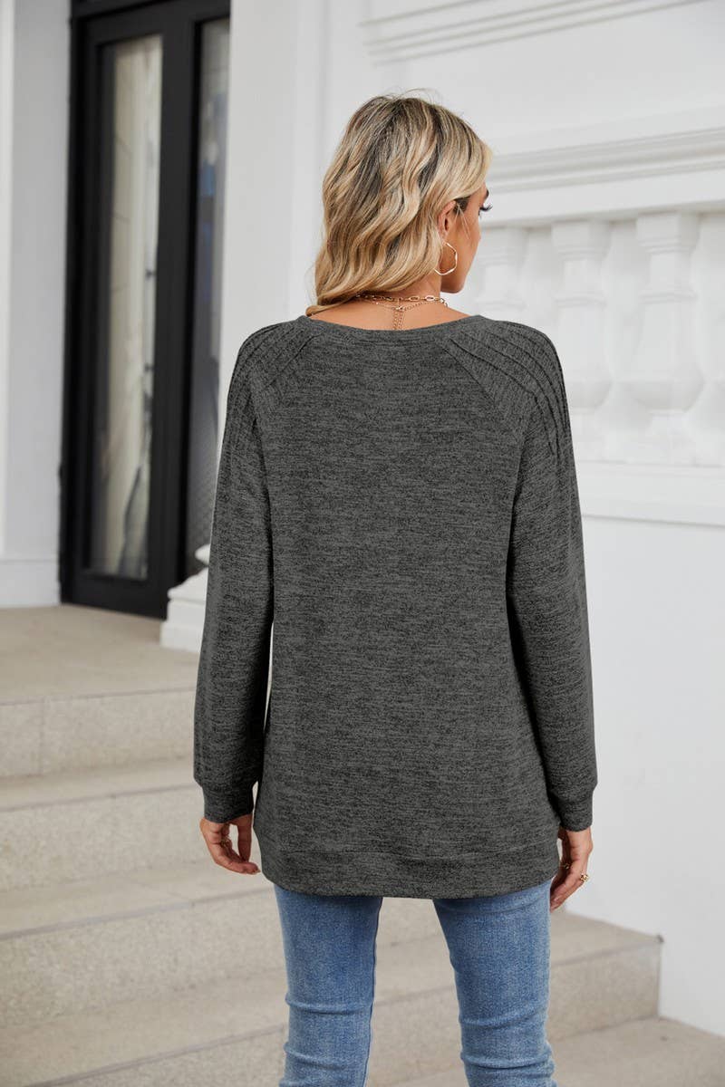 CWTBLL1863_SOLID COLOR ROUND NECK LOOSE LONG SLEEVE TOP